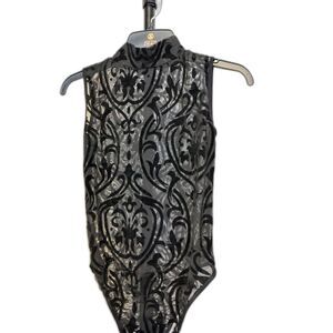 New in Package Women’s Black Sheer Lace Bodysuit Sleeveless, Size Medium